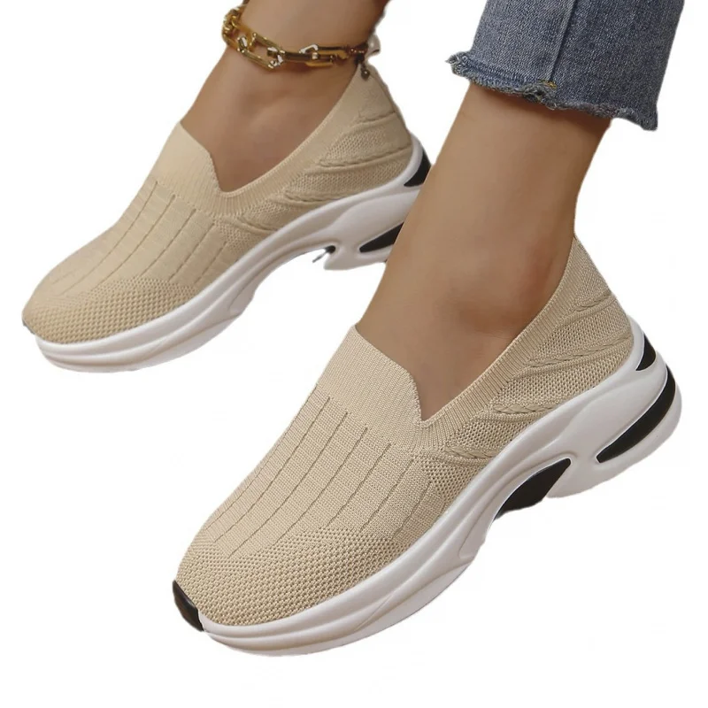 European and American Style Large Size Shoes Casual Mesh Slip-On Women's Shoes Thick Bottom Wedge Women's Shoes