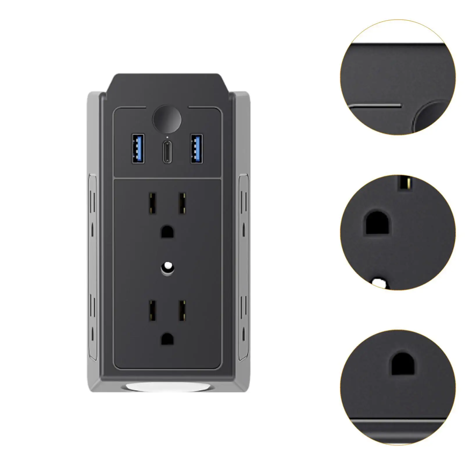 Extension de protection contre les surtensions à 6 prises, prise US 110V, multifonctionnelle, 3 faces