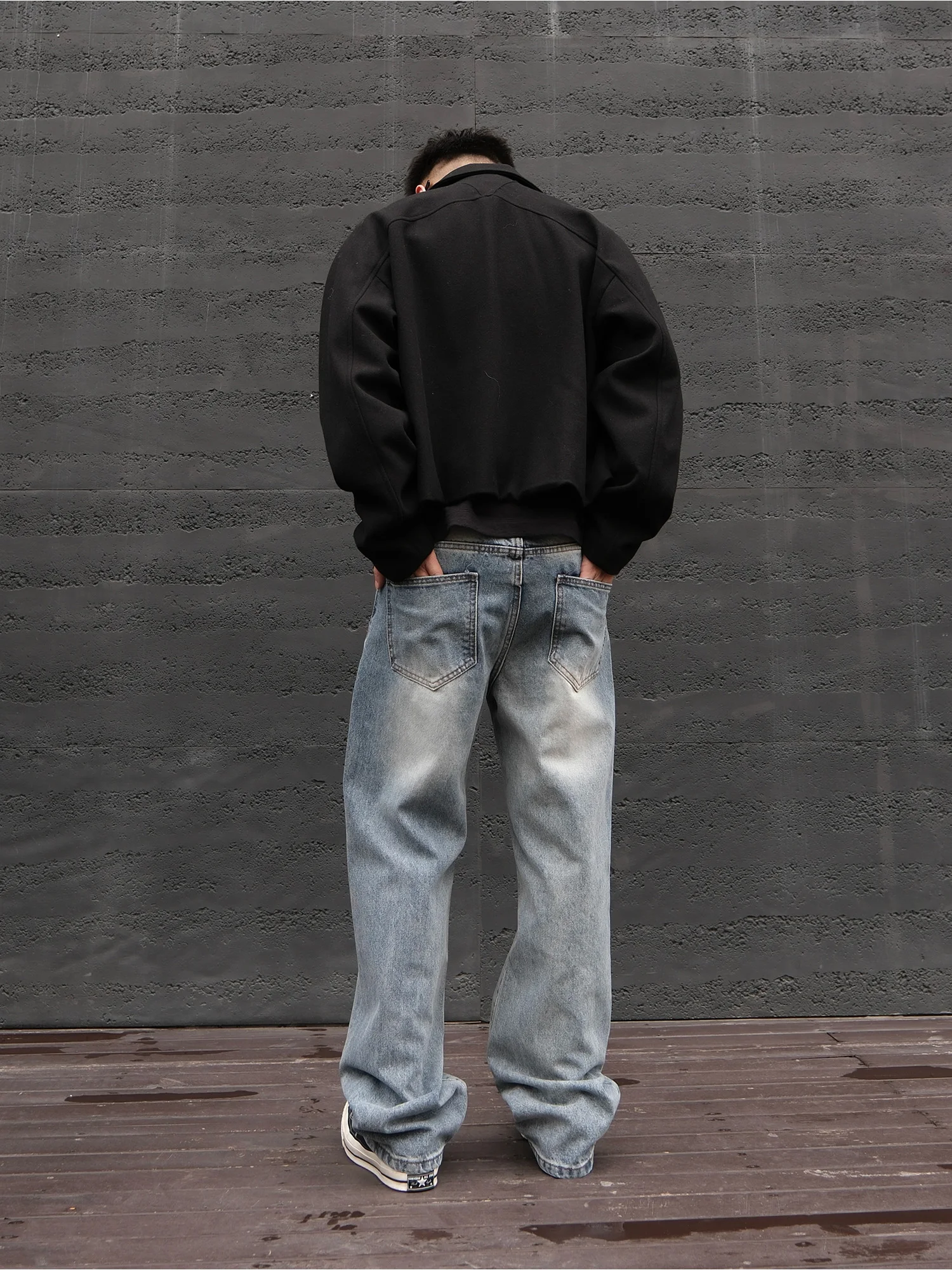 JDKZ الأمريكية الرجعية Waed واسعة الساق الجينز الرجال فضفاض معلقة السراويل الطويلة الشباب العصرية العلامة التجارية الجينز مستقيم قطع منخفضة الخصر