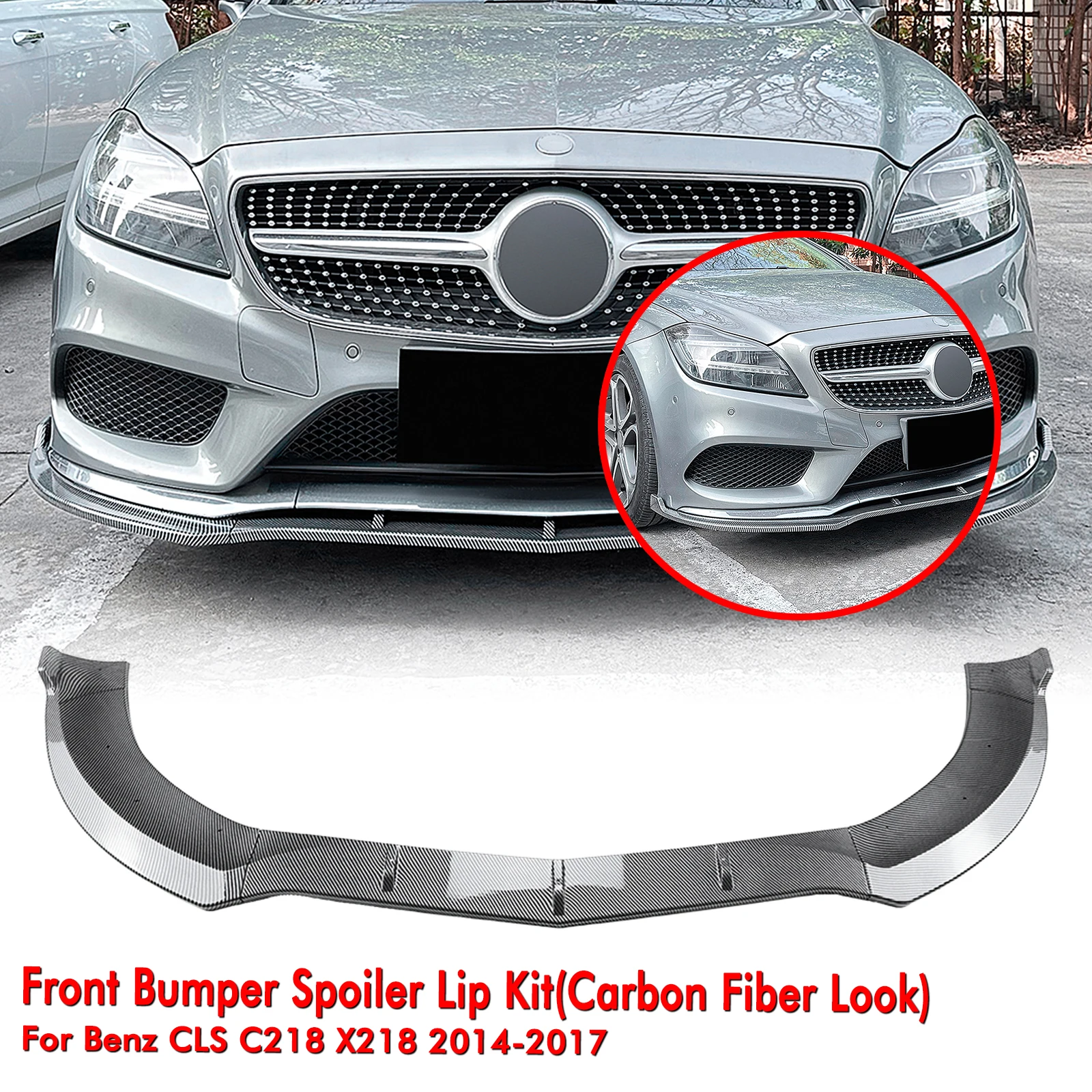 

Pop For Mercedes Benz CLS Class C218 X218 CLS400 CLS550 AMG Line 2014-2017 Front Bumper Spoiler Lip Lower Body Splitter Protecto