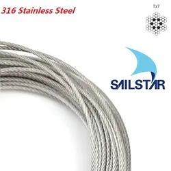 10 Meters 316 Stainless Steel Marine Grade Wire Rope 7 x 7 0.8mm 1mm 1.2mm 1.5mm 2mm 2.5mm 3mm Cable