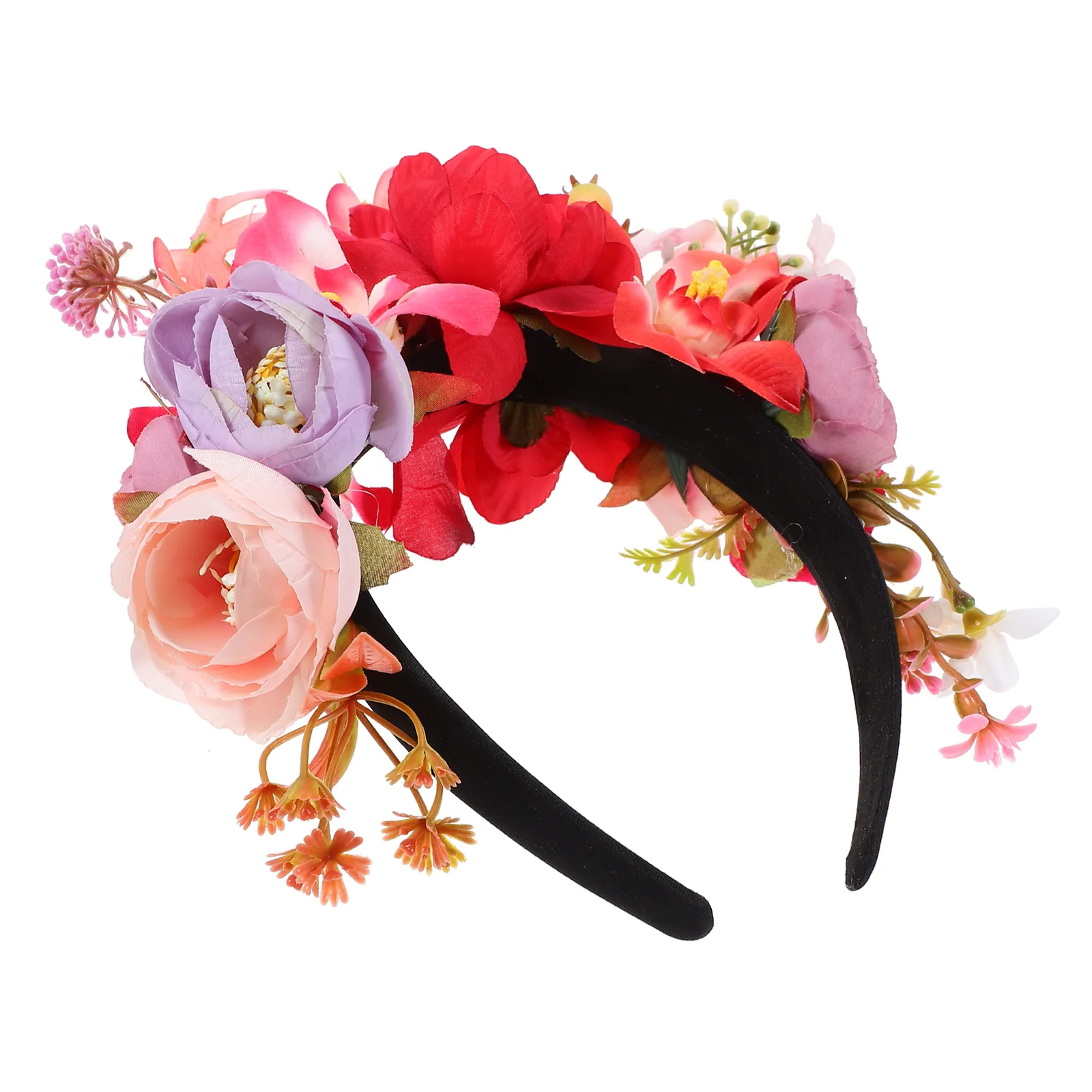 

Headband Artificial Flower Hair Fancy Headbands Women Hairband for Girls Woman Floral Wreath Red Bridesmaid