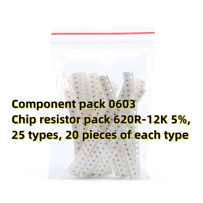 Component pack 0603 Chip resistor pack 620R-12K 5%, 25 types, 20 pieces of each type