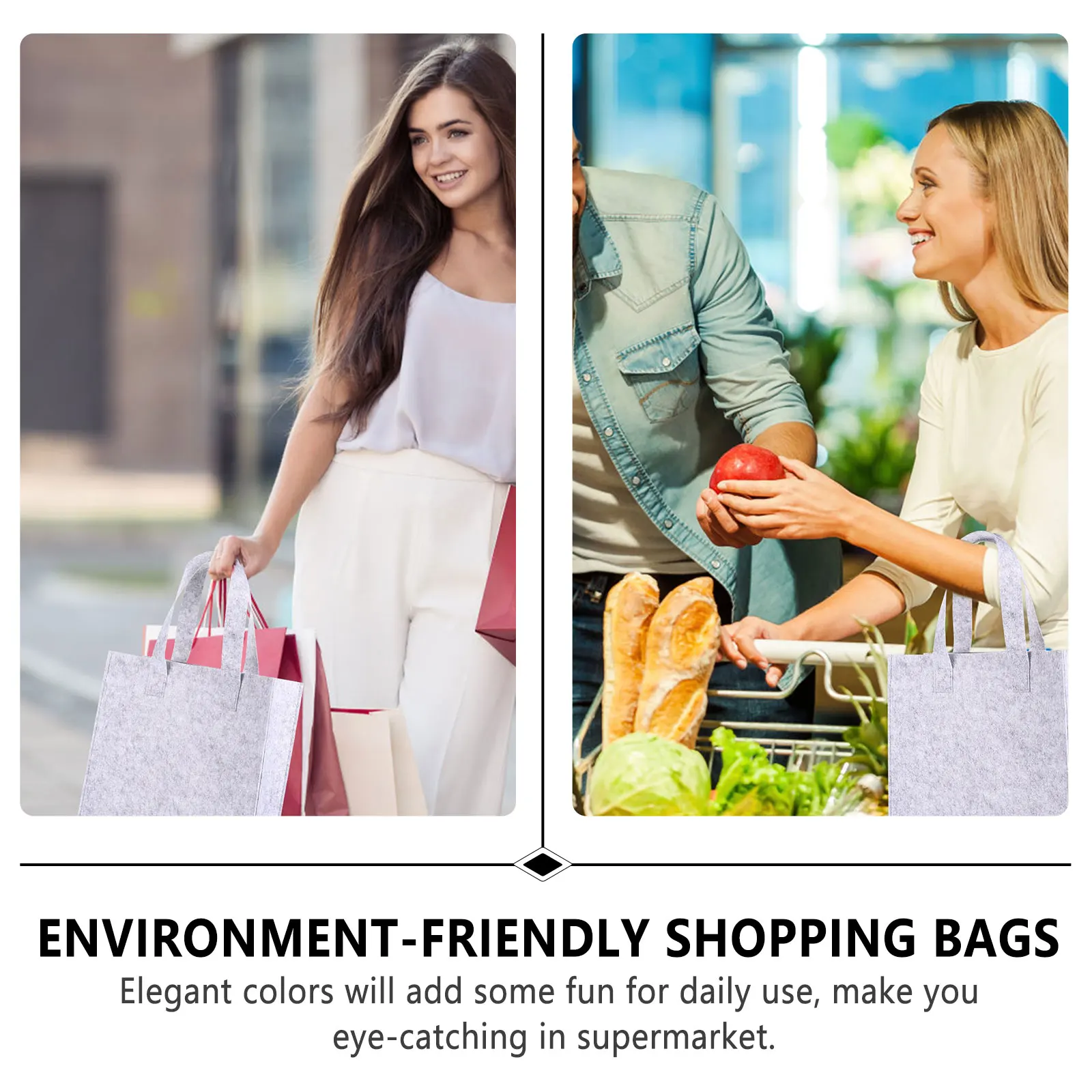 

Felt Tote Bag Travel Storage Shopping Pouch Environment-friendly Bags Grocery Organizer