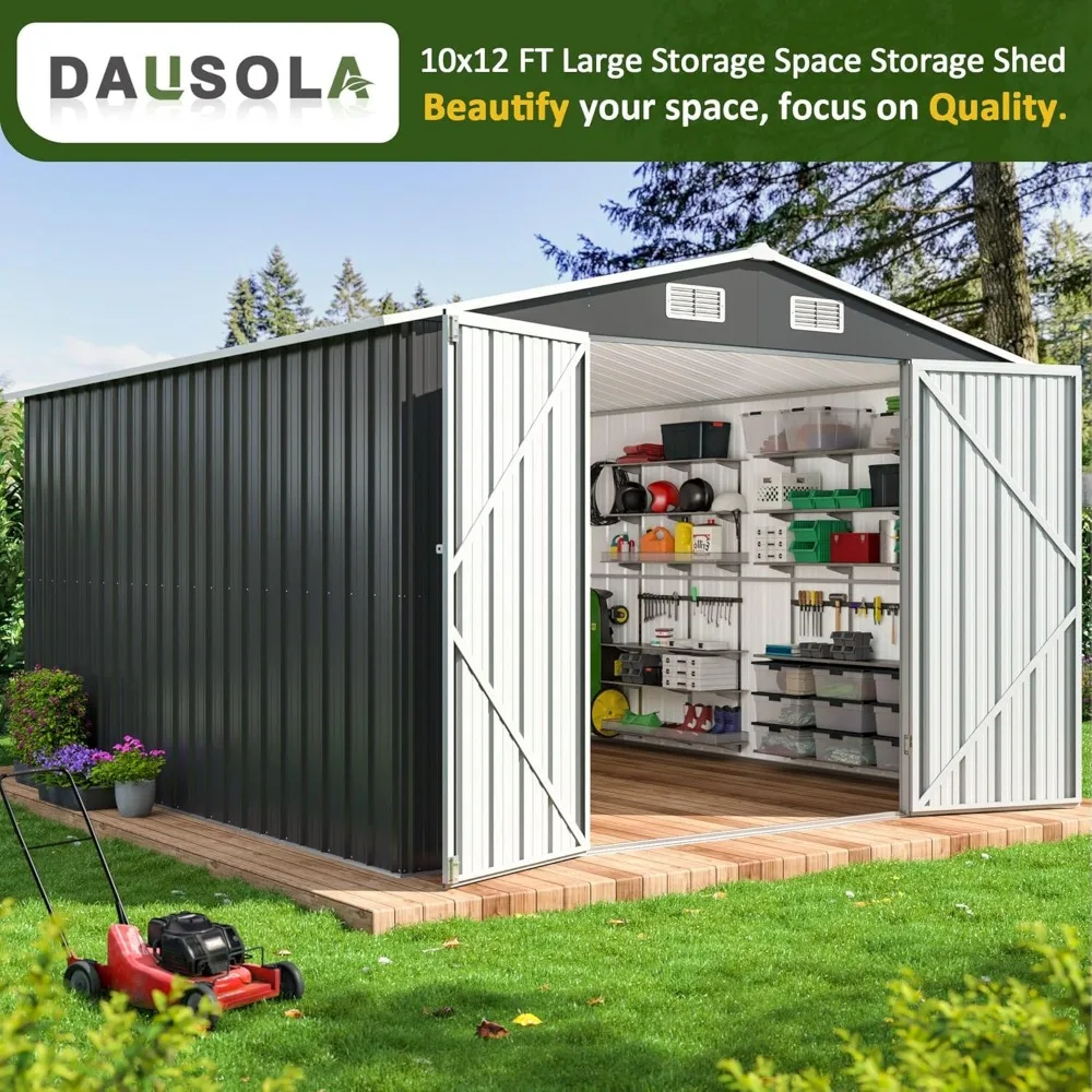 utdoor Storage Shed, Metal Garden Tool Shed with Updated Frame Structure and Lockable Doors, Ideal for Backyard Garden