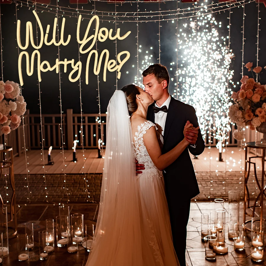 Will You Marry Me Neon Letter Sign Neon LED Signs for Wall Decor Marriage Proposal Wedding Valentine's Day Decor USB Powered - view 5