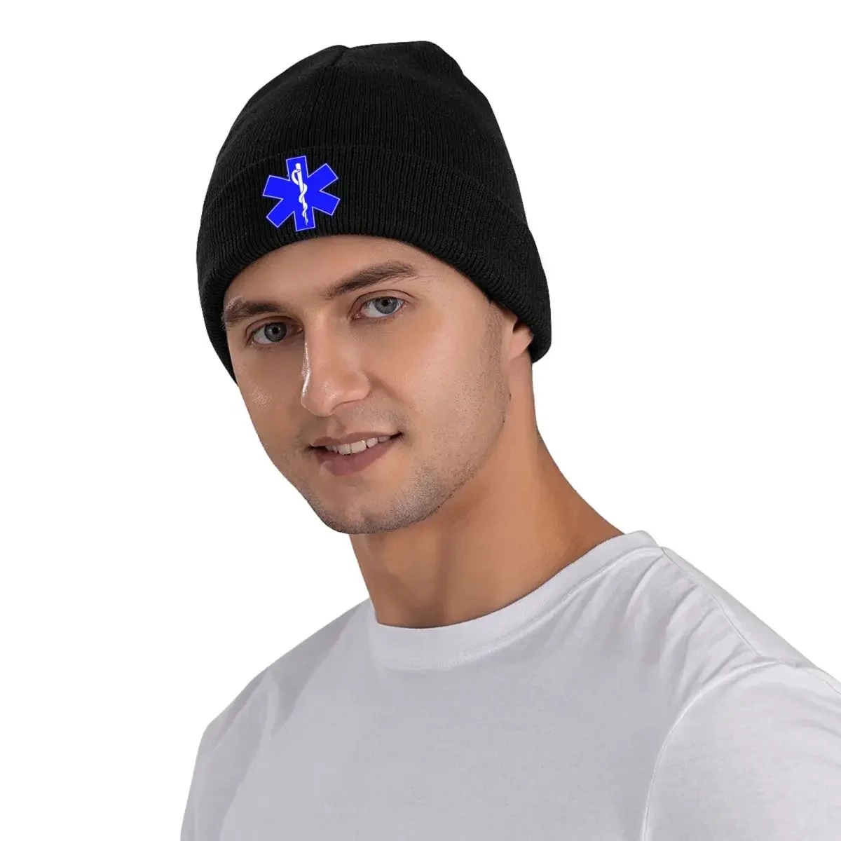 Star Of Life Bonnet Hats Law Enforcement Beanie Hats Graphic Skullies Beanies Autumn Winter Street Men Women Gym Head Wrap Cap