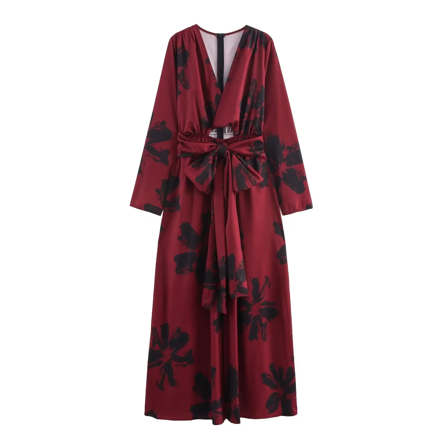Lente Nieuwe Faion Dames Lange Dr JNLEAOG Diepe V Print Tweerichtingskleding Ele Casual H-Sle Polyester Vezel Rok
