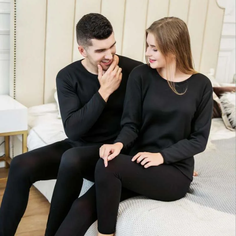 New Long Johns Men Thermal Underwear Winter Fleece Johns Sets Women Fleece Warm Pajamas Set Velvet Thick Thermal Underwear Sets