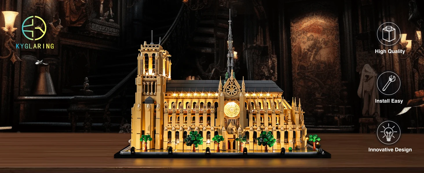Kyglaring LED-Licht-Set geeignet für Lego Notre Dame De Paris 21061 Bausteine, Dekorative Lampe, Lego-Bausteine nicht enthalten. – Detail 2