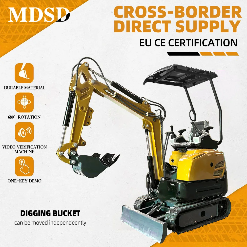 Spedizione veloce Mini escavatore cingolato da 1,2 tonnellate EPA EURO5 Motore Mini escavatore idraulico Mini escavatore agricolo Vendita personalizzata