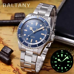 Baltany Dive Watch NH38 Automatic Mechanical Watch Mens 20Bar Waterproof 39mm Stainless Steel Case Bracelet Retro Wristwatch