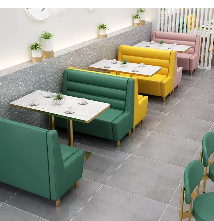 Factory price cafe table and chair restaurant two seat booth backrest sofa hamburger shop western restaurant furniture set