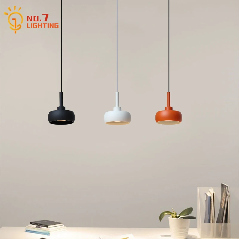 Post-modern Minimalist Telescopic Pendant Lights Black/White/Orange Lampshade LED Interior Lighting Restaurant Bar Shop Bedside