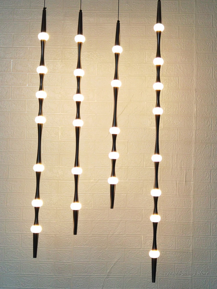 Staircase Chandelier Novelty LED Aluminium long strip lamp For Hotel Hall Parlor bamboo  Light Dining Room combination Lamp
