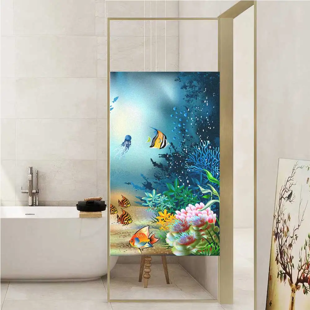 Window Film Privacy Frosted Glass Sticker Heat Insulation and Sunscreen Fish Decoration Self Adhesive sticker for Home