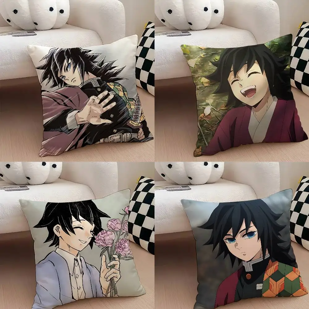 Cute T-Tomiokas Giyuus Case Plush Fabric Soft Pillowcase Double Sided Print Cushion Cover Household Gifts