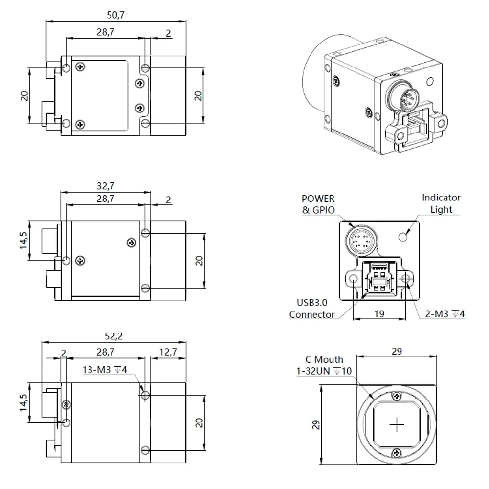 2026exclusive HT-SUA501GC Kamera Visi Mesin 5.0MP Global Shutter Warna Kecepatan Tinggi USB3.0 Digital Industri 2448X204