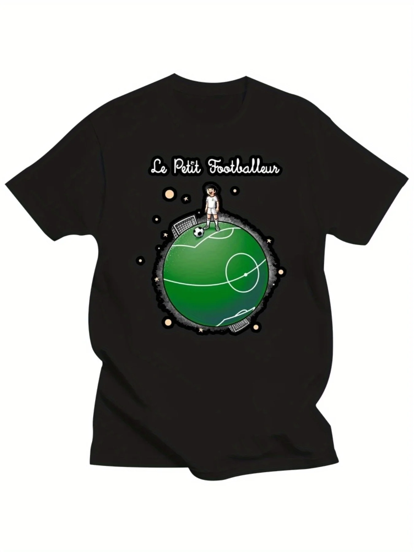 Camiseta de talla grande para hombre, 100% algodón, diseño de capitán de anime Tsubasa, cuello redondo informal, manga corta, estilo retro de dibujos animados, ideal para