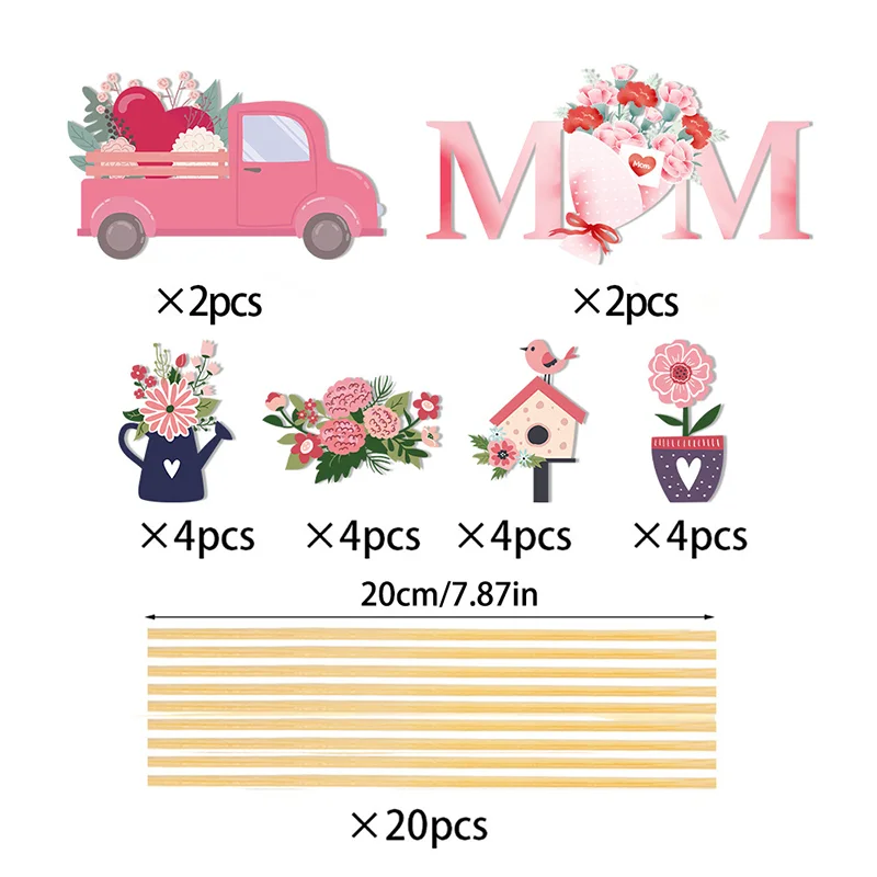 Mother's Day Paper Floral Craft 20pcs Paper Floral Design Vase Insert Table Decorations Flower Arrangement Party Supplies