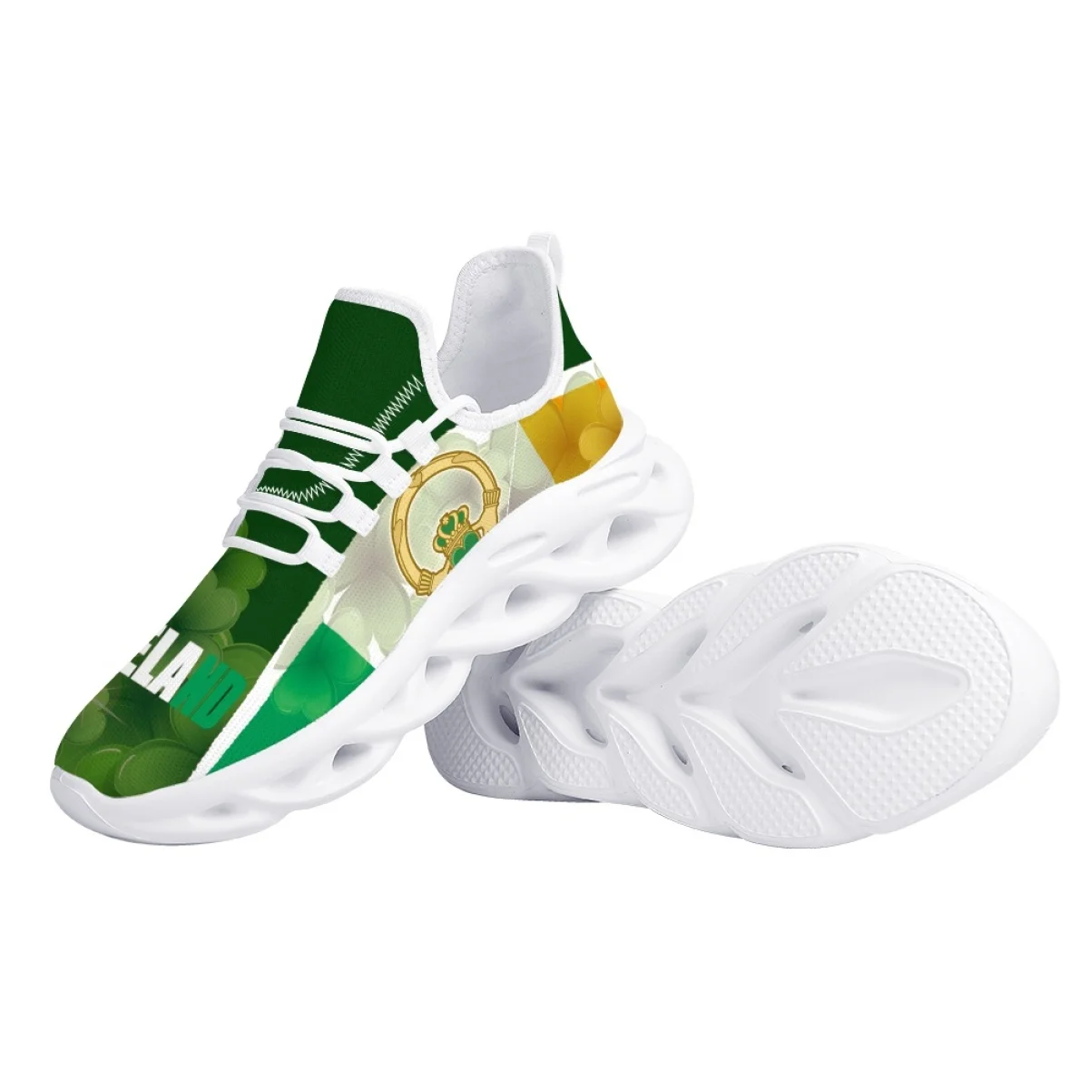 Ireland Flag Patriotic Pride Platform Lace-Up Shoes 3D Trefoil Print Ladies Sneakers Stylish Comfort Vulcanized Shoes Footwear