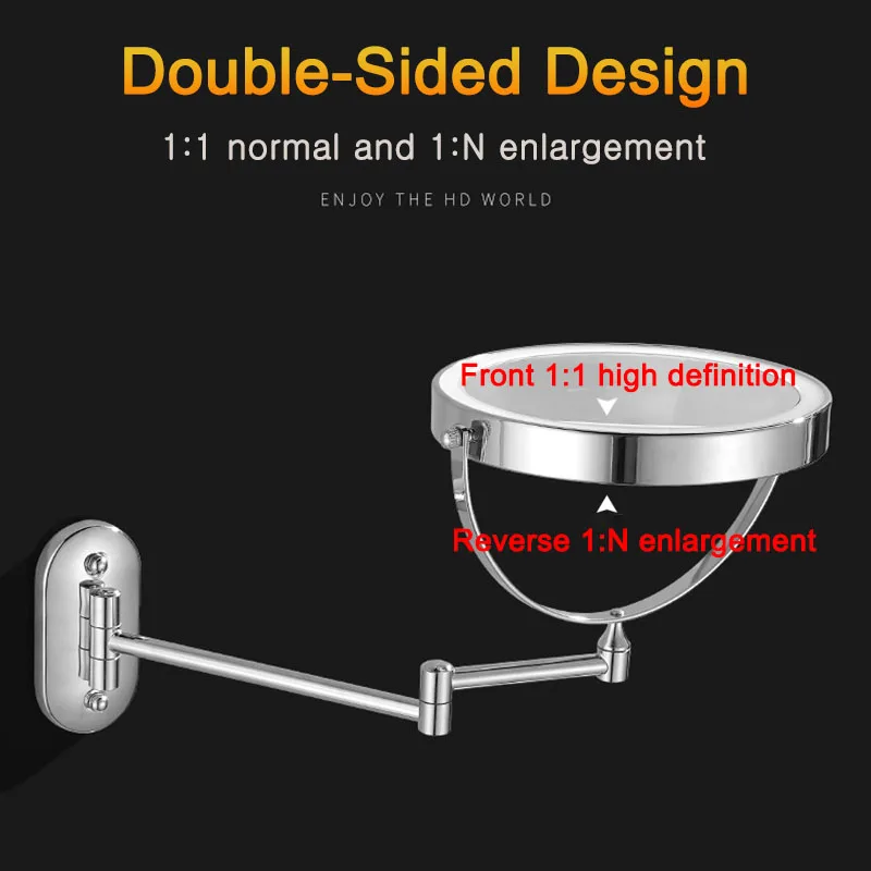 Imagem -05 - Parede Dobrável Inventar Alta Definição Espelho Dois Lados Luz de Preenchimento Ampliação Carregamento Usb Liderado Tricolor Escurecimento Banheiro Cosmético Espelhos