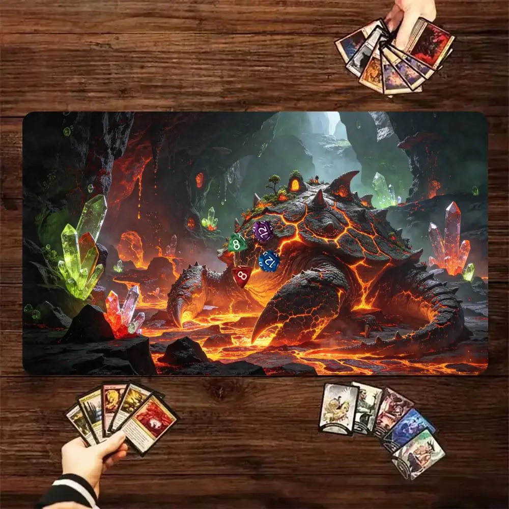 Lava Turtle Crystal Cave Game Mat Table Pad Non-Slip Rubber Desk Mat for TTRPG Board Card Game Playmat Large Mouse Pad Gift