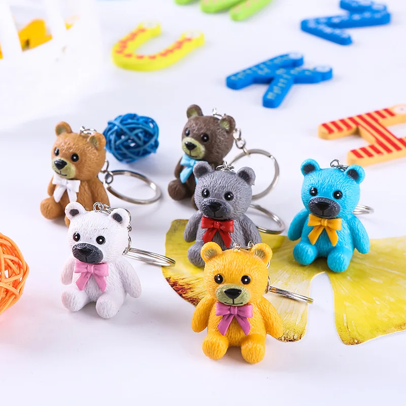 Bear Keychain Men and Women Couple Bag Pendant Car Key Ring Chain Accessories Keyring Gift for Friends