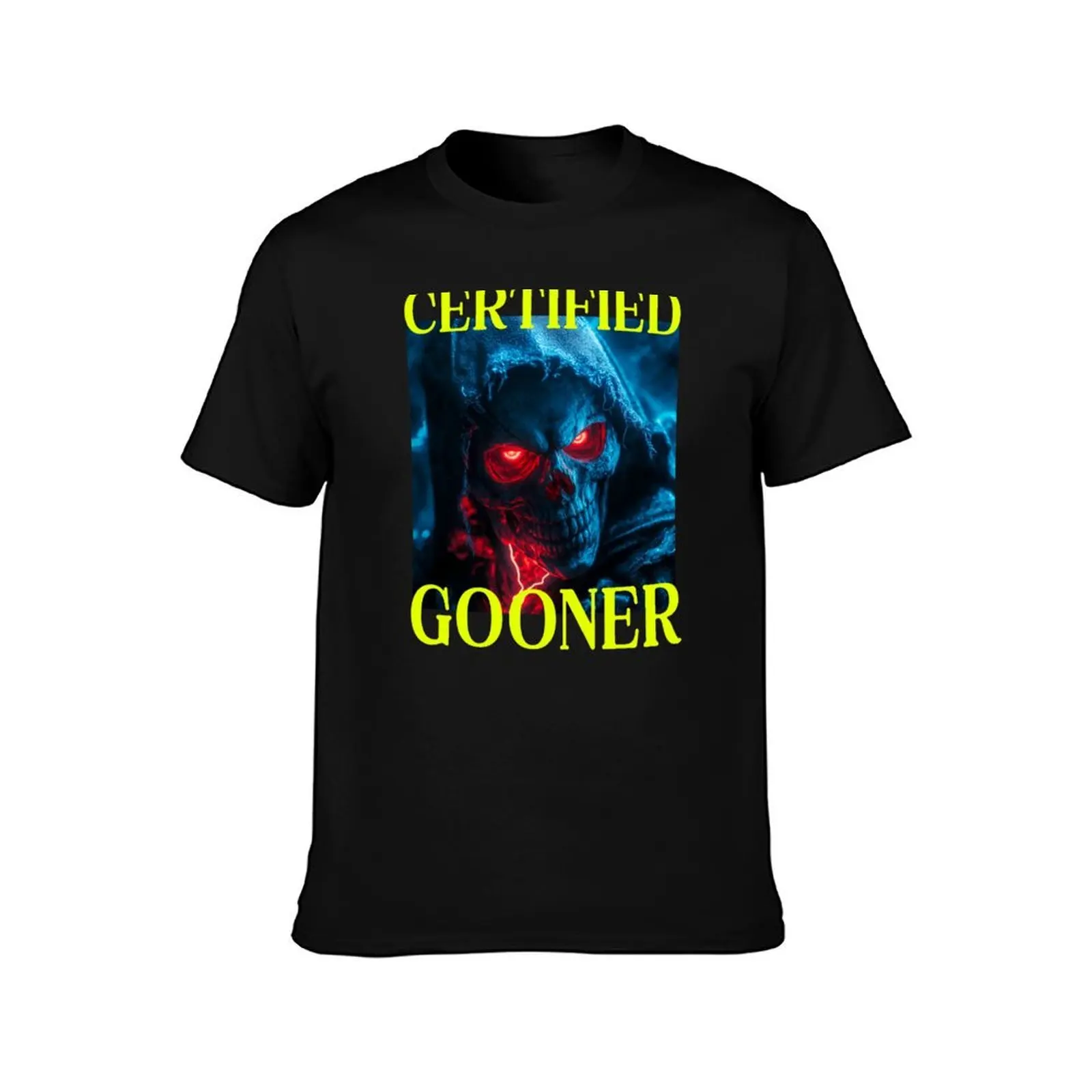 Certified Gooner Hard Skeleton Oddly Specific Meme T-Shirt, Summer Casual Cotton Tee, Oversized Streetwear Tops, 100% Cotton