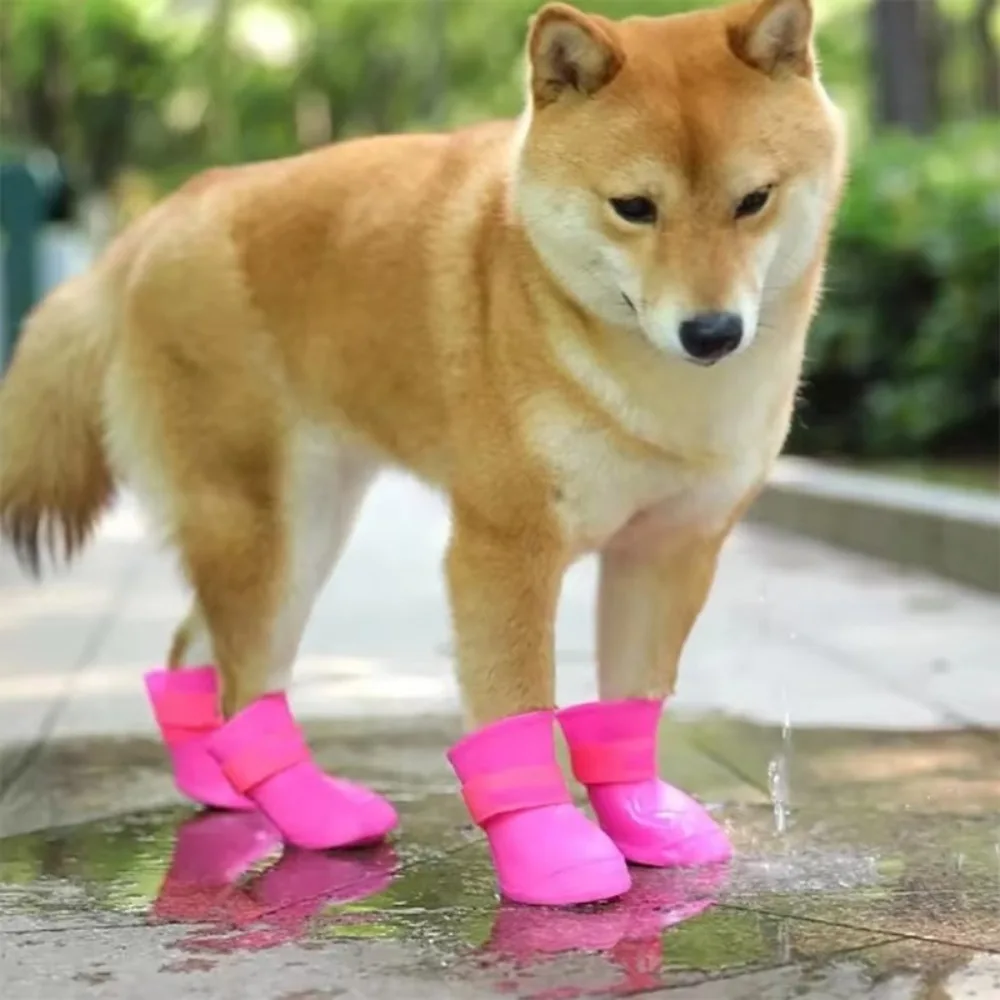 New Soft Silicone Pet Rain Shoes Anti-slip Waterproof Dog Rain Boots Pet Accessories Dog