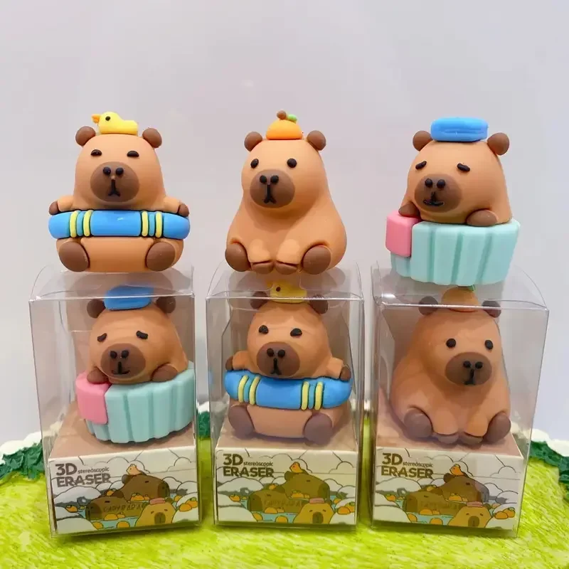 1Pcs Capybara Stationery pencil Figure Eraser student Stationery supplies pencil Rubber children's Toy Prize Gift