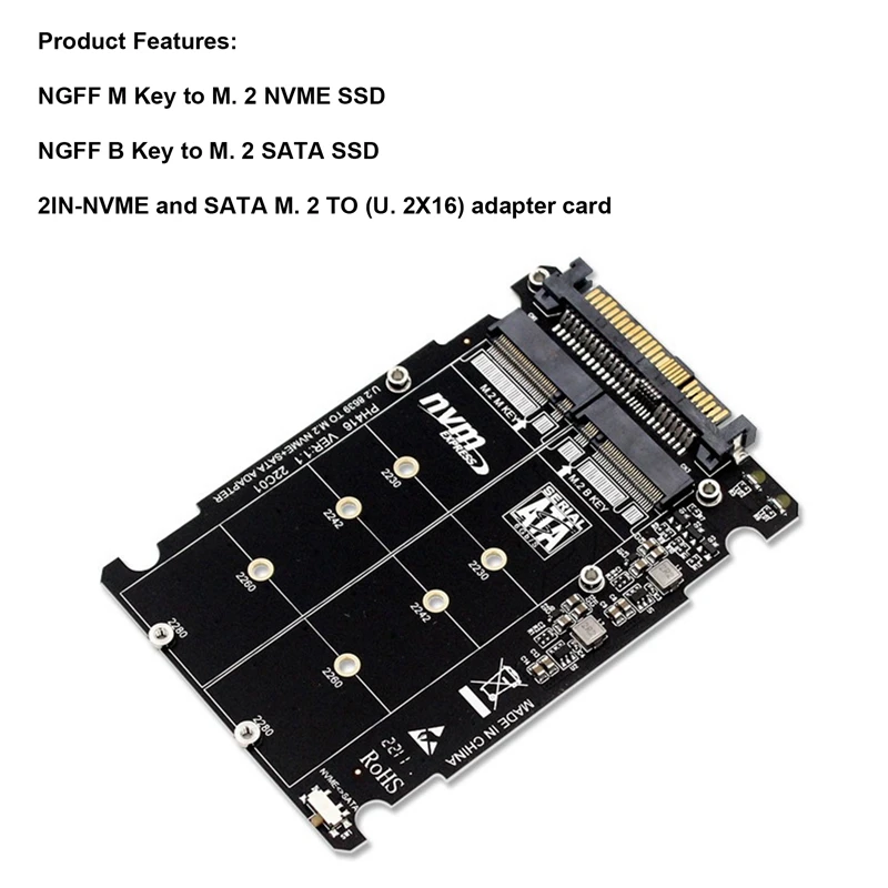 1 Piece PCIE3.0 NVME NGFF To U.2 SFF8639 Riser Card PCB M.2 NVME To U.2 Riser Card