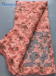 African Sequines Net Lace Fabric High Quality 2025 Embroidery French Nigerian Tulle Lace Fabric Wedding Dress for Women A3959
