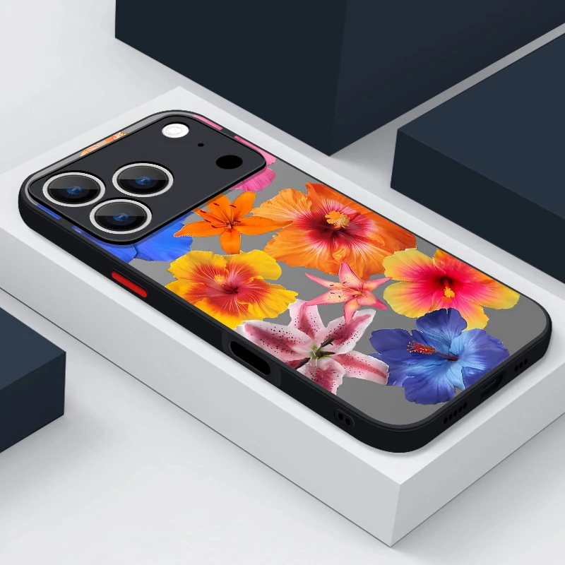 حافظة لهاتف آيفون 17 برو ماكس بألوان مائية مطبوعة على شكل زهرة هجينة من البولي يوريثان + غطاء كمبيوتر لهاتف آيفون 13 15 14 12 11 17 إير فوندا آيفون 16 برو ماكس #4
