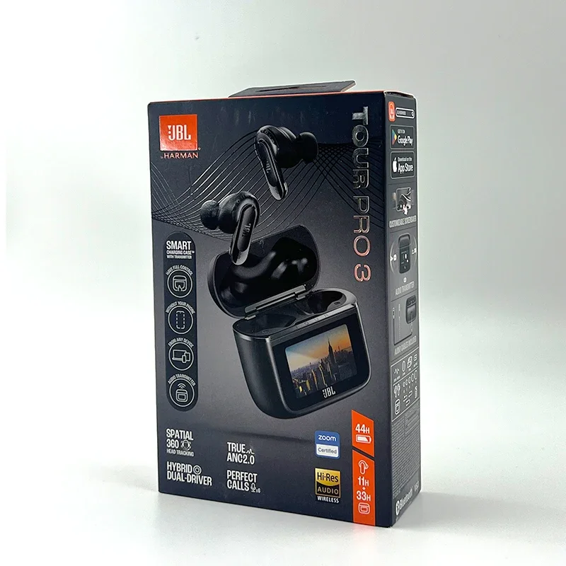 سماعات أذن JBL Tour Pro 3 True اللاسلكية المانعة للضوضاء مع علبة شحن ذكية بلوتوث 5.3 LE Audio Hi-Res LDAC وقت تشغيل 44 ساعة