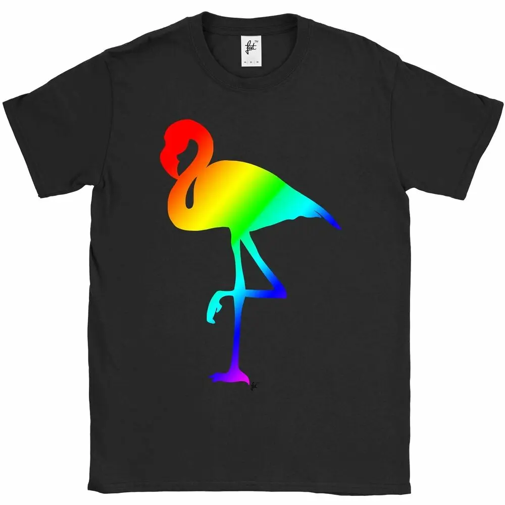 Standing On One Leg Rainbow Colour Flamingo Mens T-ShirtUnisex Women's Summer Cotton Luxury Brand Retro OversizedAnime Graphic T