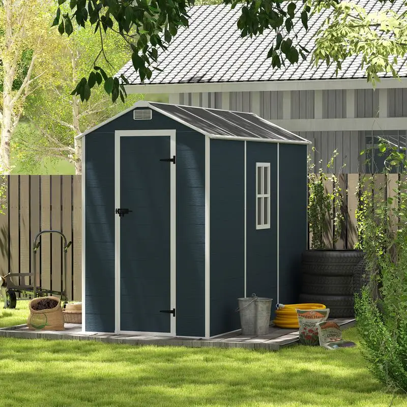 

4x8ft Resin Storage Shed, High Quality PP Material, Durable Structure, Waterproof, Rustproof, UV Resistant, Large Storage