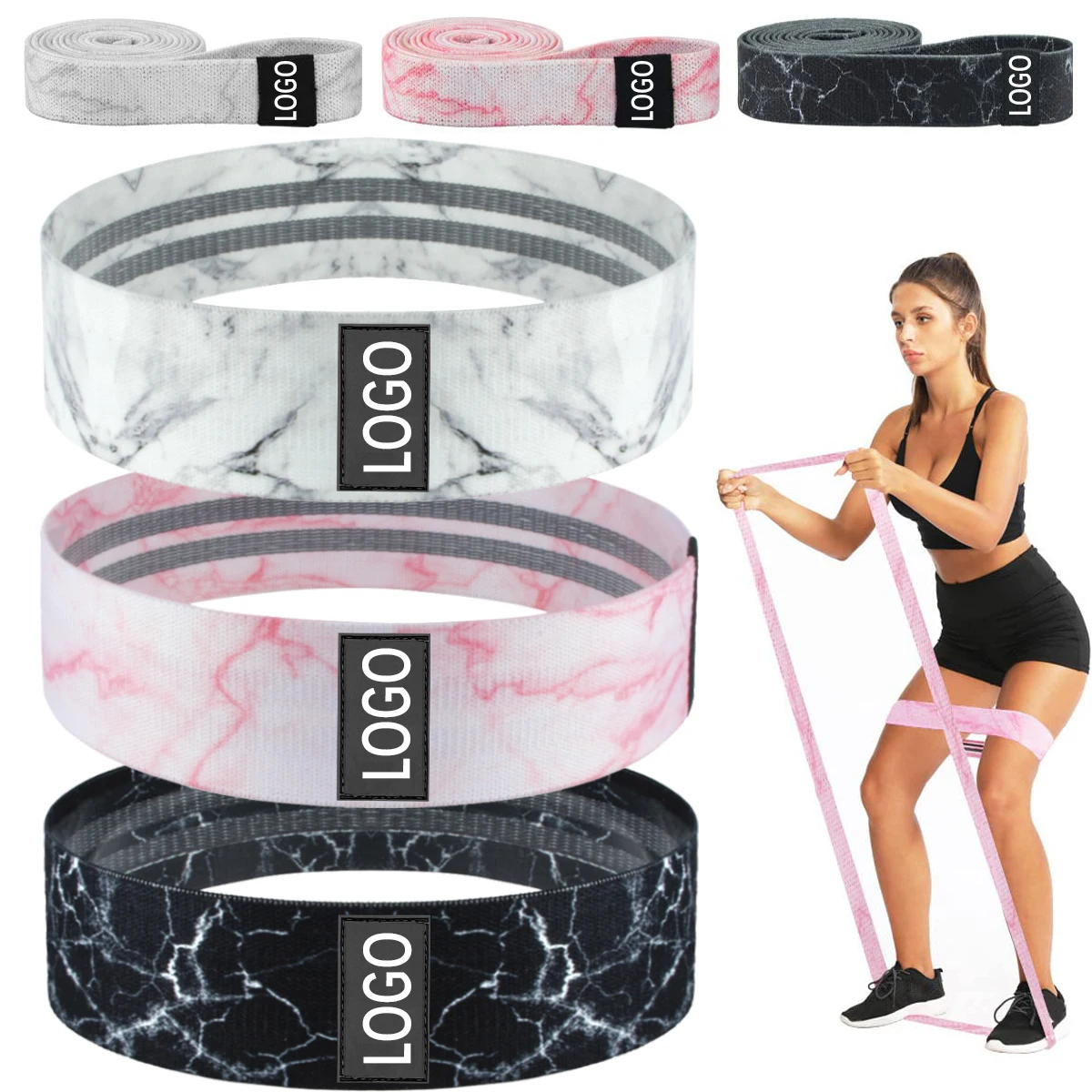 Fabric Booty Bands Long Resistance Bands Workout Butt Legs Pull Up Exercise Elastic Stretch Bands Home Gym Fitness Custom Logo