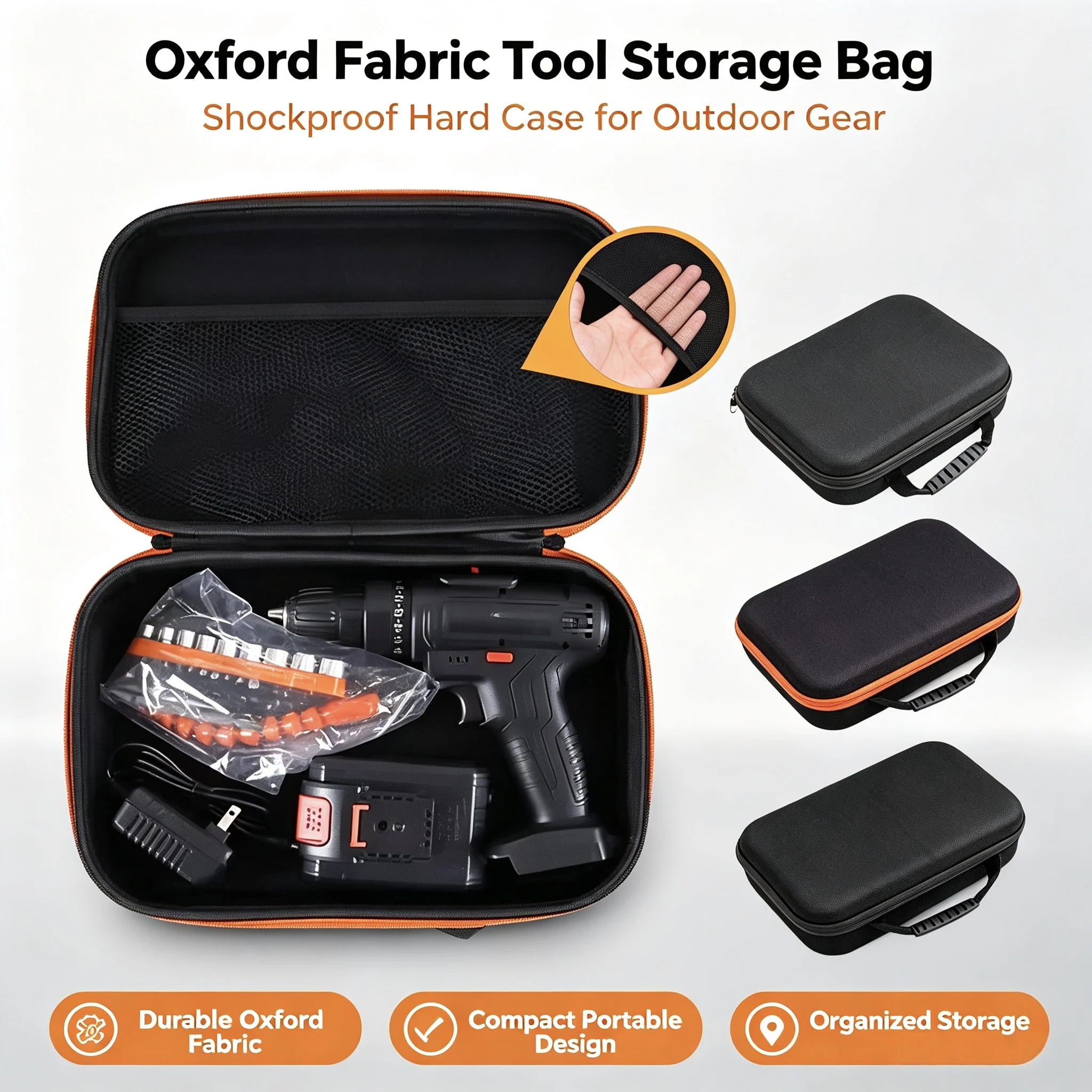 Portable Outdoor Tool Bag Hard Shell Shockproof Organizer Box for Power Drill Hand Tool Protection Carrying