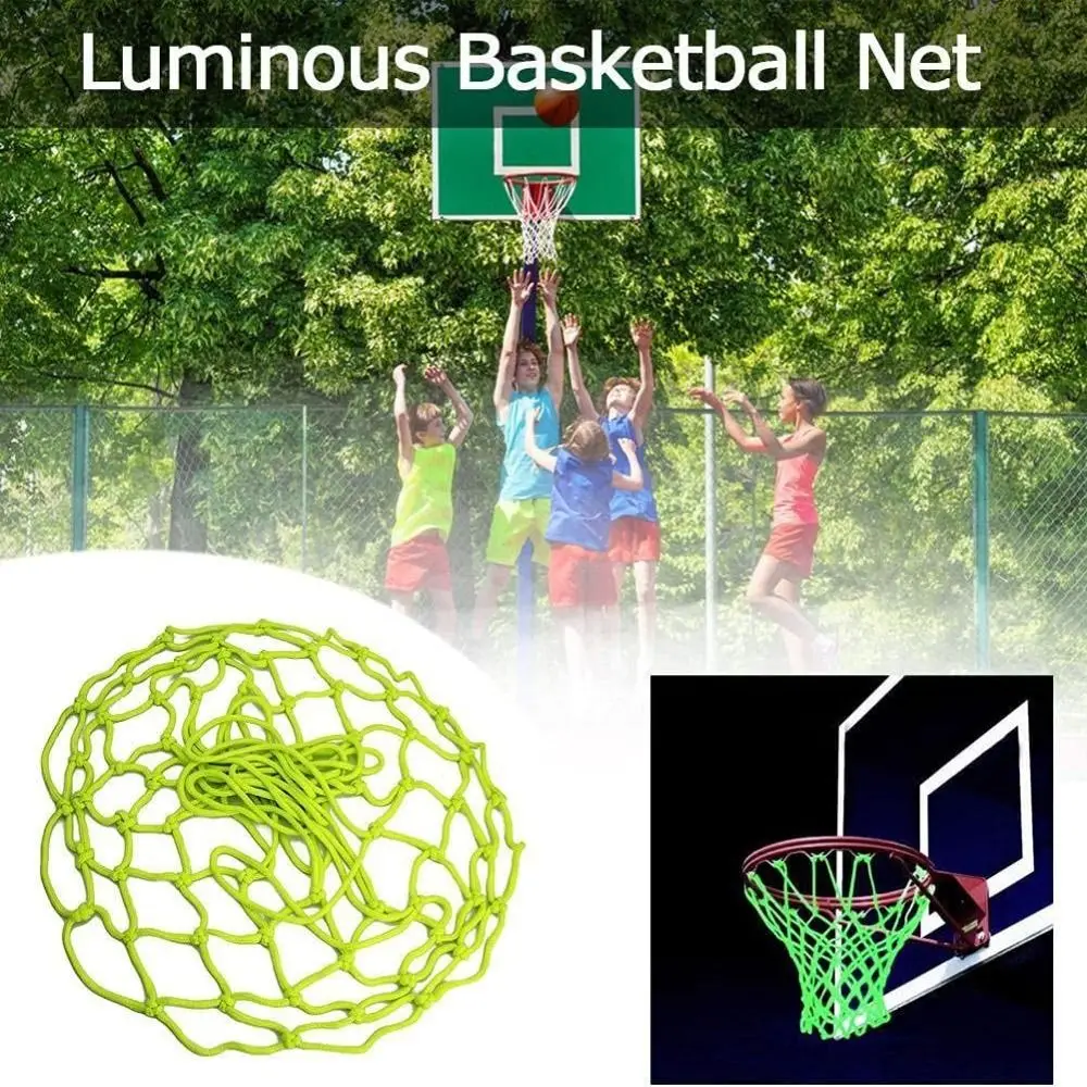 

Nylon Glow Basketball Net 12 Loops Durable Nightlight Luminous Basketball Net Easy to Install Standard Size
