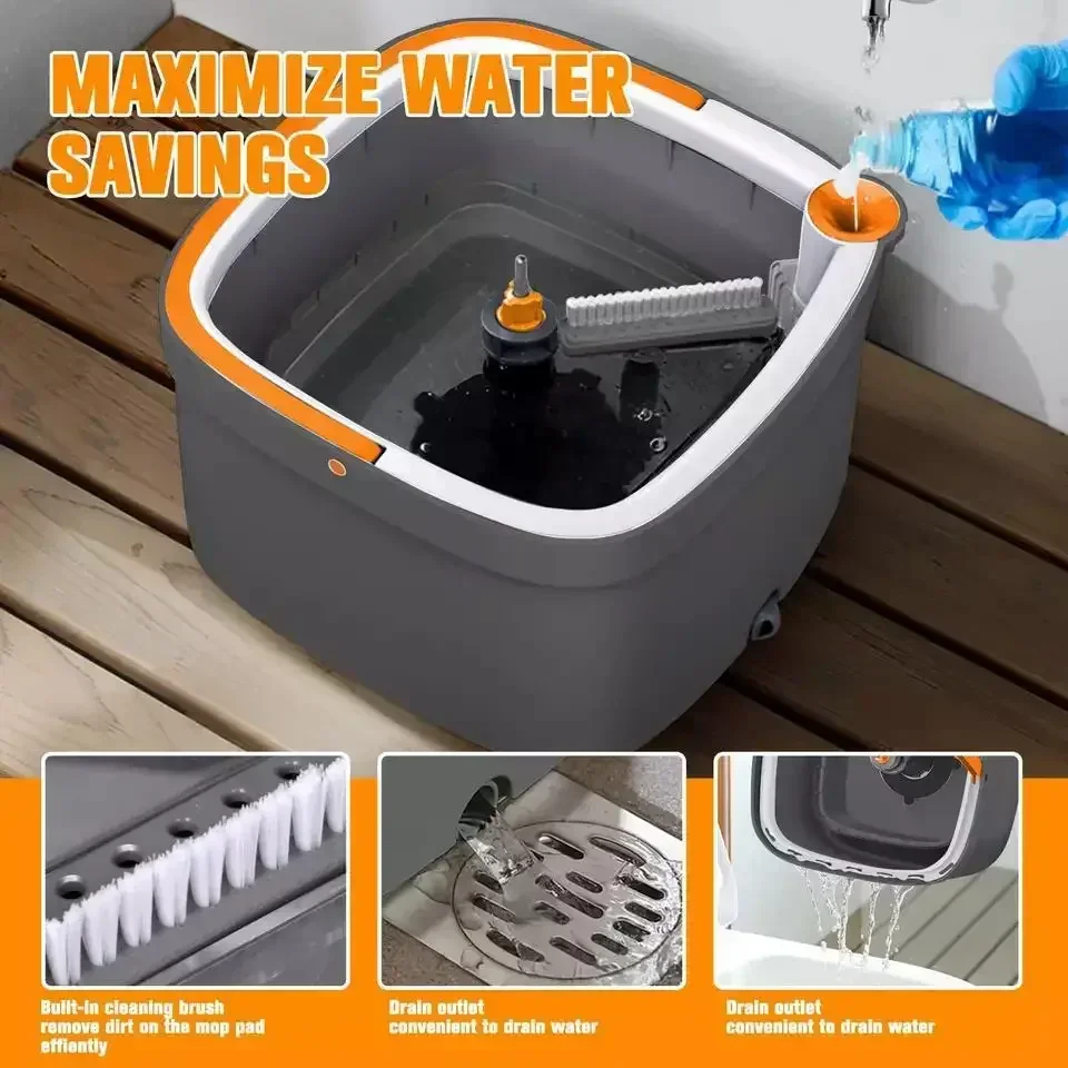 Clean Sewage Separation Barrel Mop Set Clean Sewage Separation Rotary Mop Bucket Flat Mop