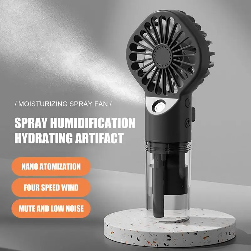 

4 Levels Adjust Mist Spray Hand Fan USB Rechargeable Mini Portable Humidifier Powerful Cool Airflow Lightweight Pocket Cooler
