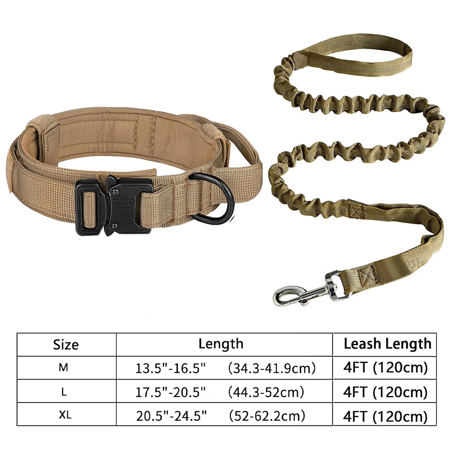 Tactical Dog Collar Leash Set Heavy-duty Military Dog Collar with Handle and Metal Buckle for Small Medium Large Dogs Necklace view 5