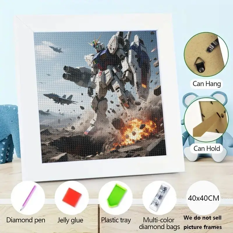 

1 шт. 5D DIY комплект алмазной живописи Gundam Mecha Robot Sci-Fi боевая сцена с истребительными форсунками и взрывами полная дрель со стразами