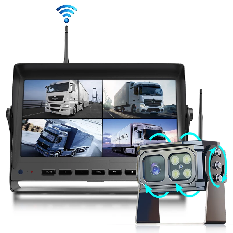 Super Clear AHD 7 Inch Rear View Monitor Waterproof Backup Camera Wireless Front and Rear View Camera Kit