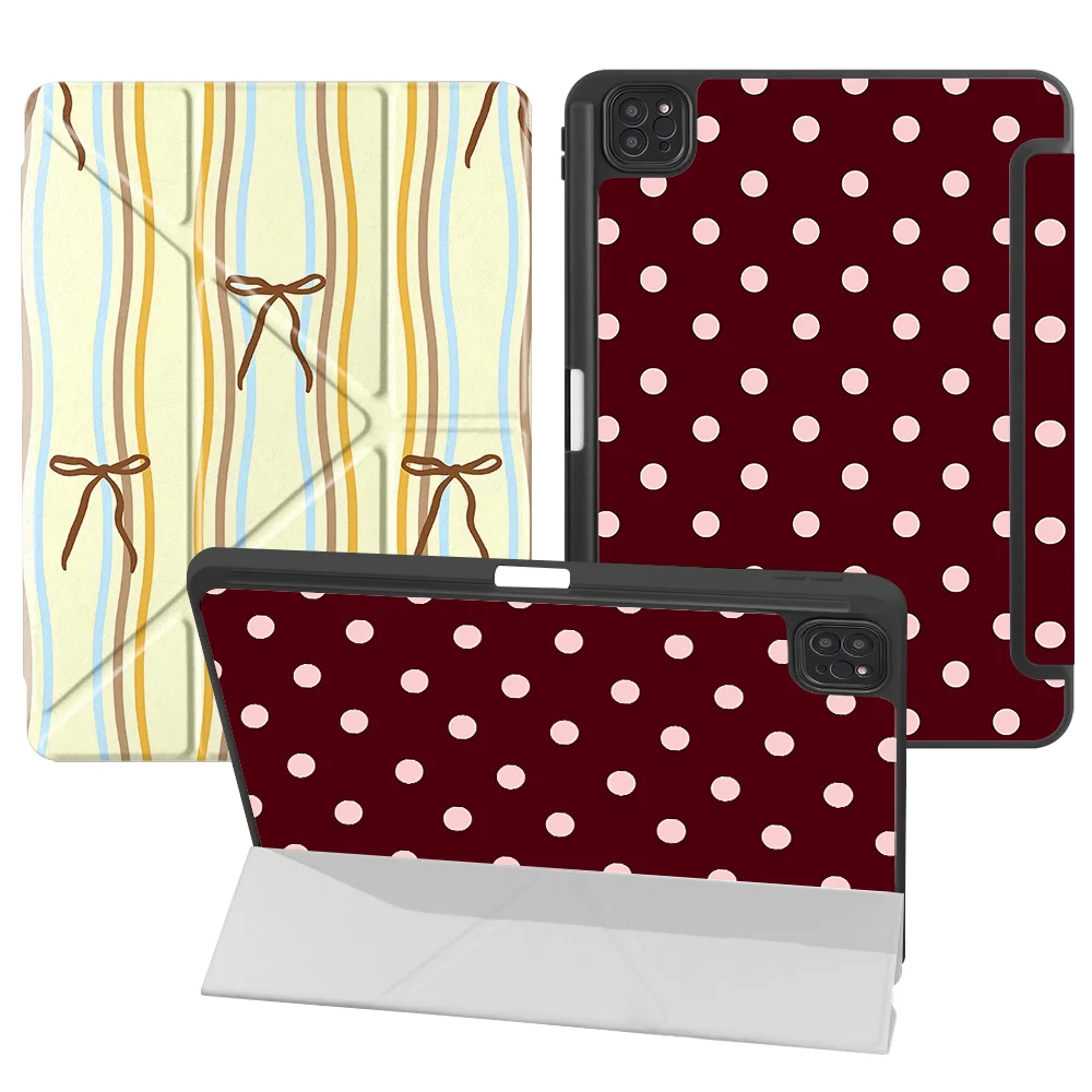 With Pen Slot Cover Tablet Case For iPad Air 8 M2 M3 3 Pro M4 13 2025 2026 9th 11th 10th Gen Mini 7 6 5 12th Gold Dot Print