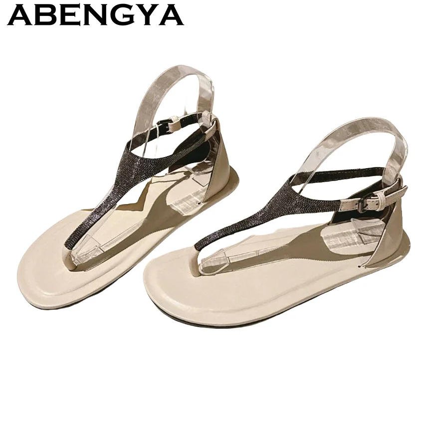 

2025 Summer New Woman's Ethnic Style Flip Flops Flat Sandals Women Round Toe Slingback Sandals Summer Casual Beach Shoes mujer