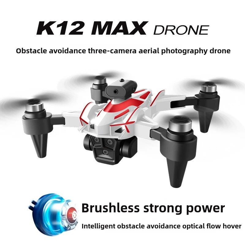 4K Camera Drone K12 Max, Optical Flow Positioning, Brushless Motor, 4-Axis RC Quadcopter for Aerial Photography