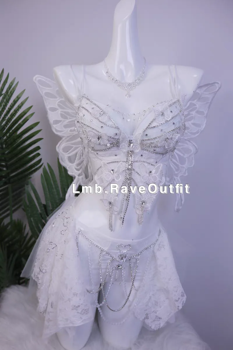 Luksusowy diamentowy zestaw spódnic bikini Bar Klub nocny Wakacje Impreza Kobieta Piosenkarka Zespół taneczny Odzież sceniczna Modelka Kostium do sesji zdjęciowej