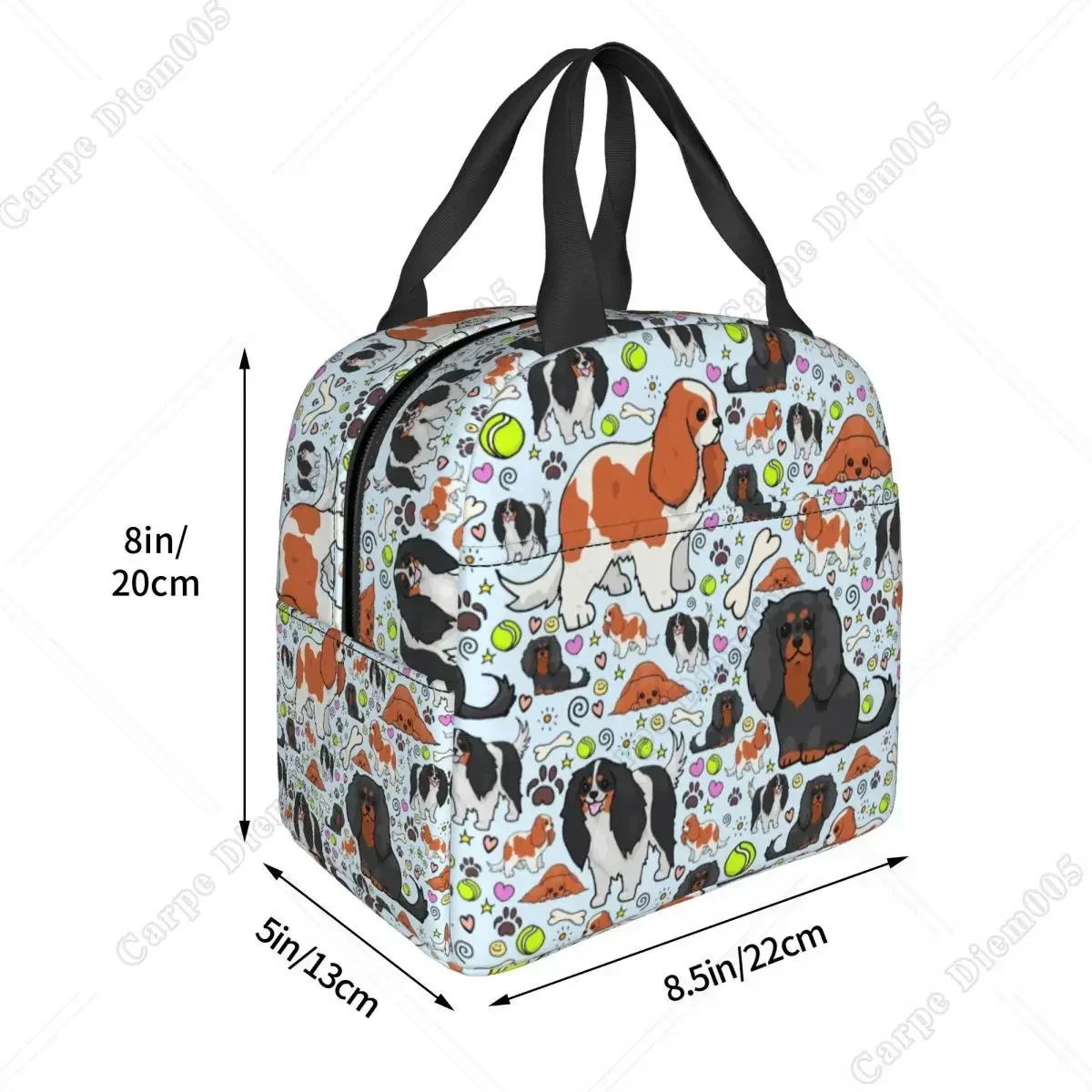 Cavalier King Charles Spaniel Insulated Lunch Tote Bag for Women Dog Lovers Portable Thermal Cooler Food Lunch Box School